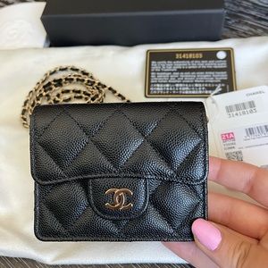 SOLD - NWT Authentic Chanel Clutch with Chain Black GHW